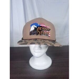 Vintage 1991 Desert Storm Trucker Hat USA Eagle Camo Brim Mesh Snapback Gulf war